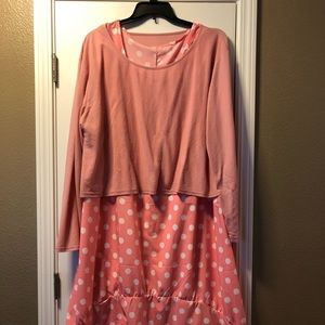 4Xl Dress, 2 piece lightweight pink & white dress